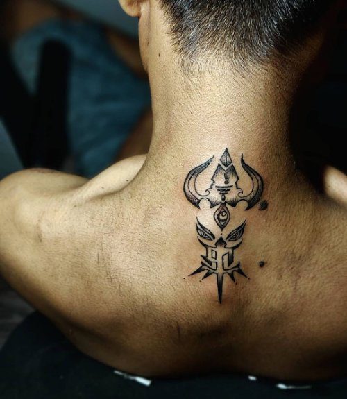 back neck tattoo men